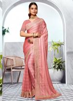 Art Silk Dusty Peach Party Wear Siroski Work Saree